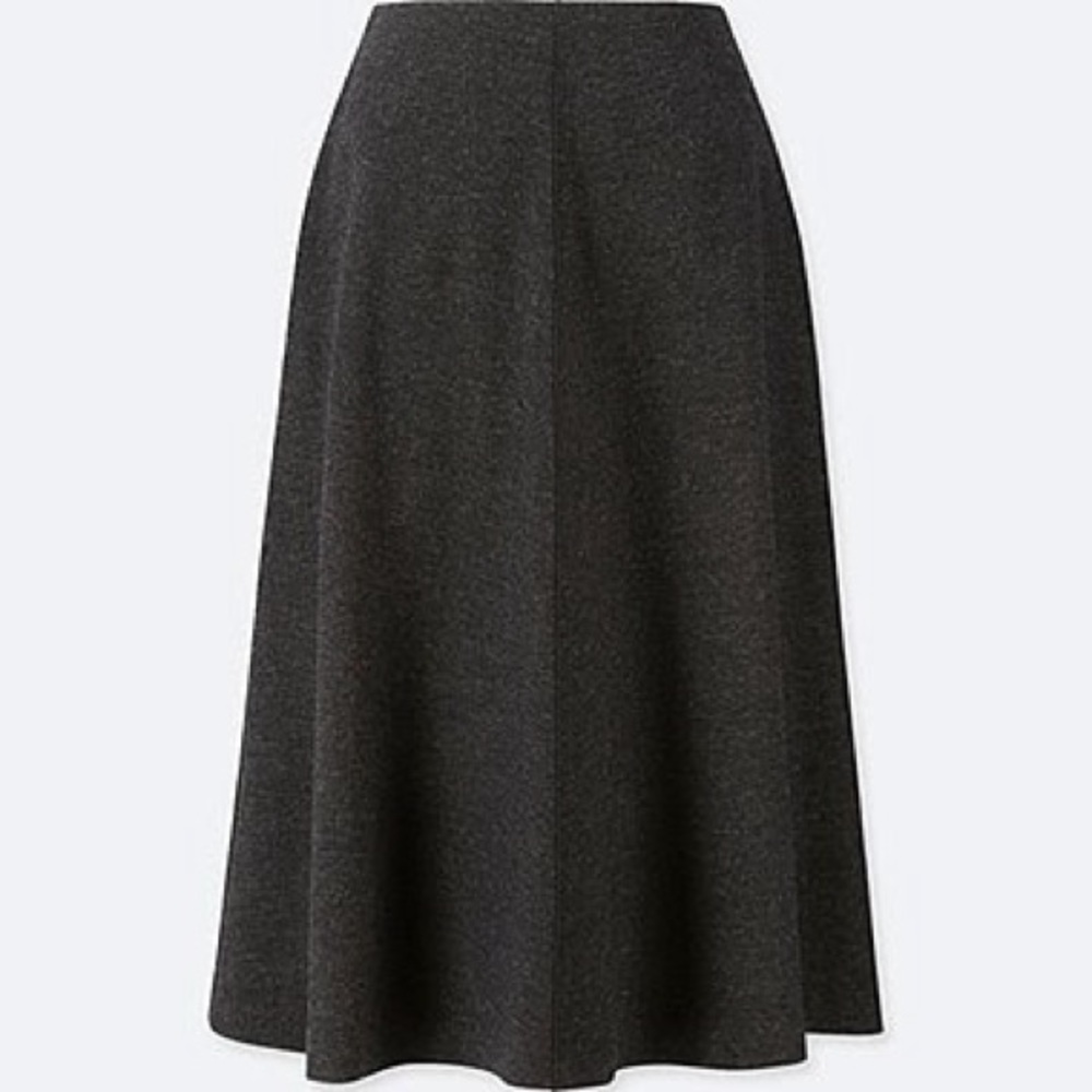 Uniqlo dark grey wool-blend midi skirt